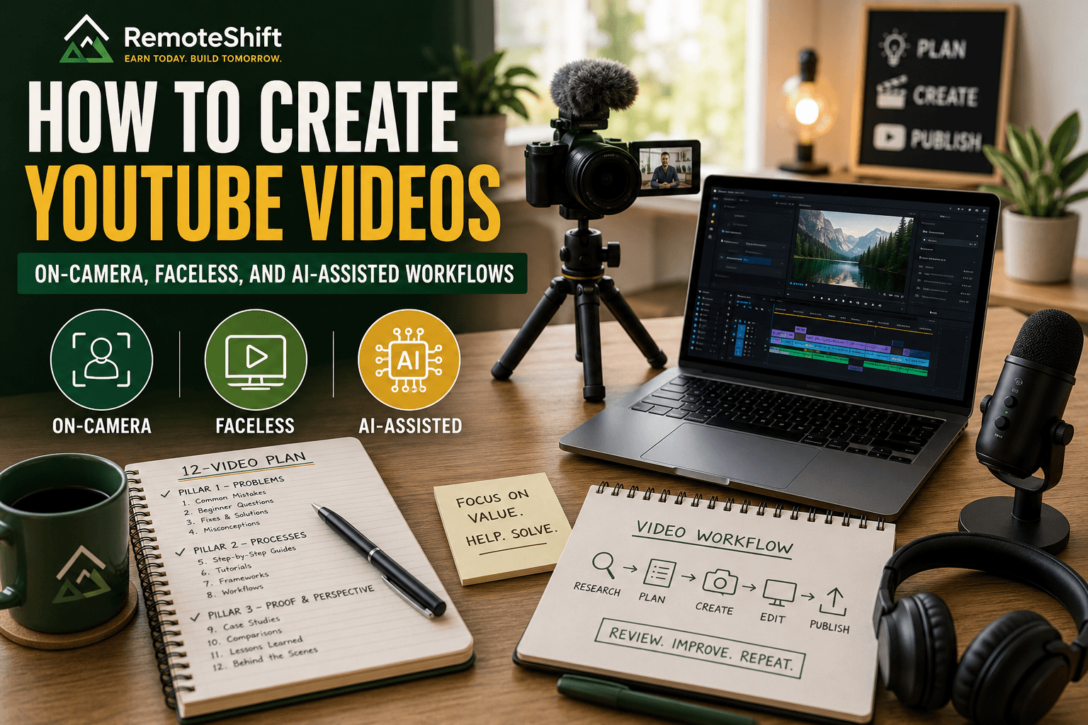 How to Create YouTube Videos: On-Camera, Faceless, and AI-Assisted Workflows